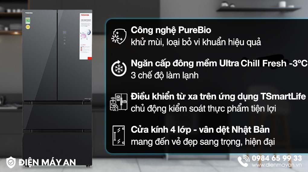 Tủ Lạnh Toshiba Inverter 515 Lít Multi Door GR-RF669WI-PGV(A9)-BG - tổng quan thiết kế